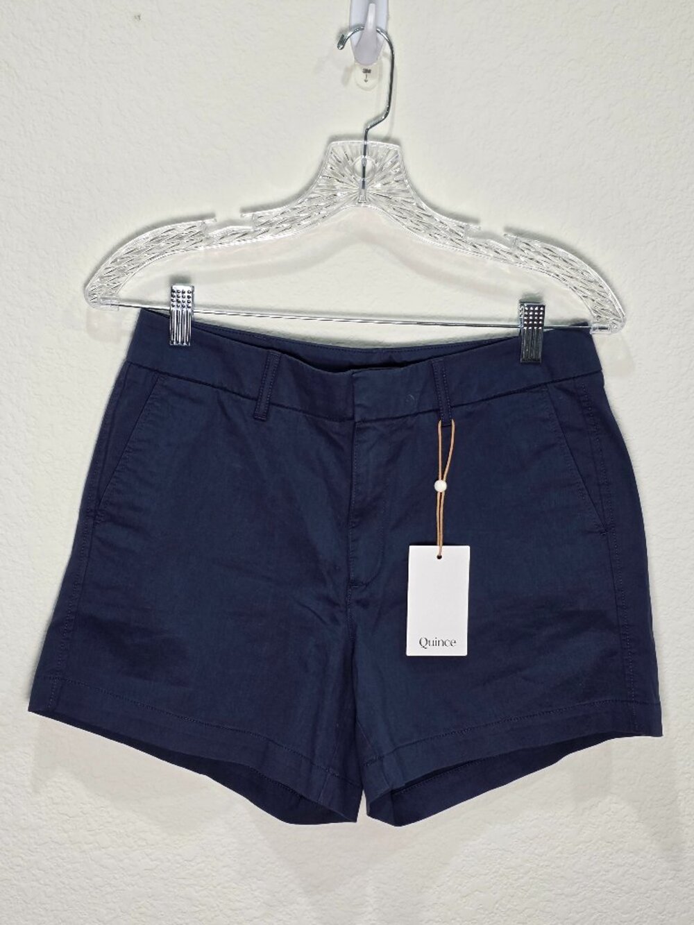 Quince Organic Stretch Cotton Chino Shorts Navy Blue Size 4